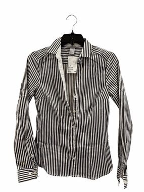 H&M Black & White Vertical Stripe Button-Up Shirt